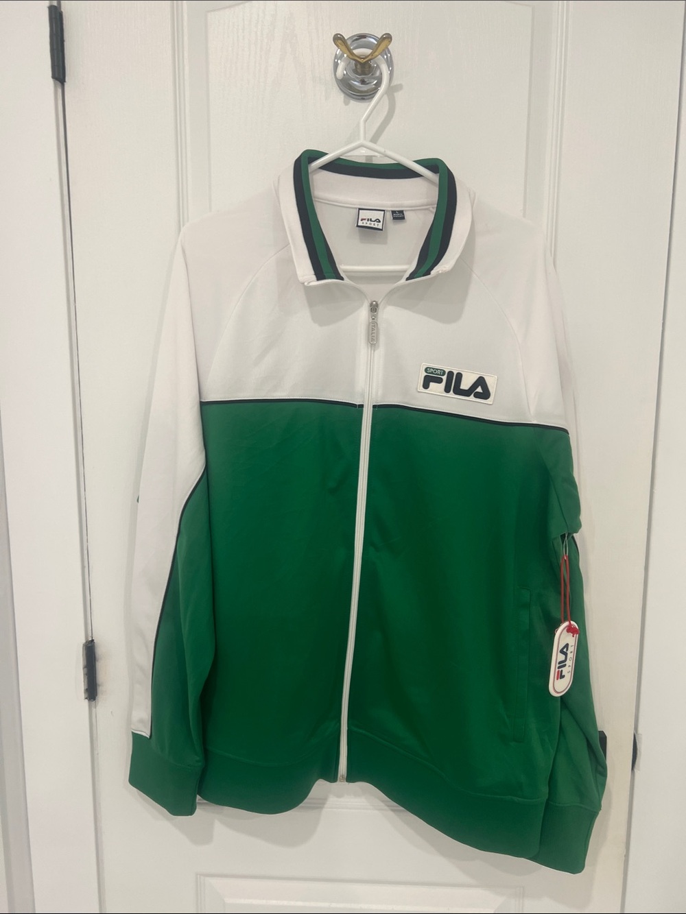 FILA Green and White Full-Zip Performance Jacket